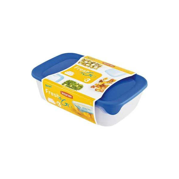 ZESTAW 3-POJEMNIKÓW DO ŻYWNOŚCI *FRESH-GO* (0,5/1/2)L Z/P PROSTOKĄT 182598