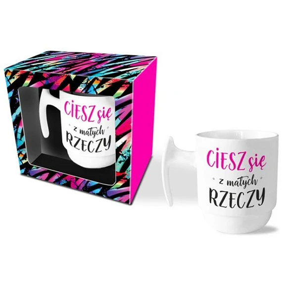 BG-KUBEK MATOWY *JOY* 310ML *CIESZ SIĘ Z MAŁYCH RZECZY*