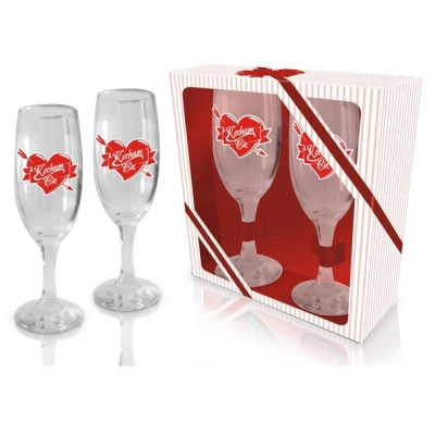 BG-ZESTAW 2 KIELISZKÓW SZAMPAN *KOCHAM CIĘ-STRZAŁA*