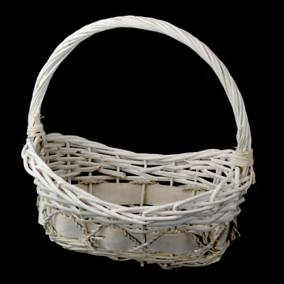 DM-KOSZ WIKLINOWY OWAL Z UCHEM BIAŁY S