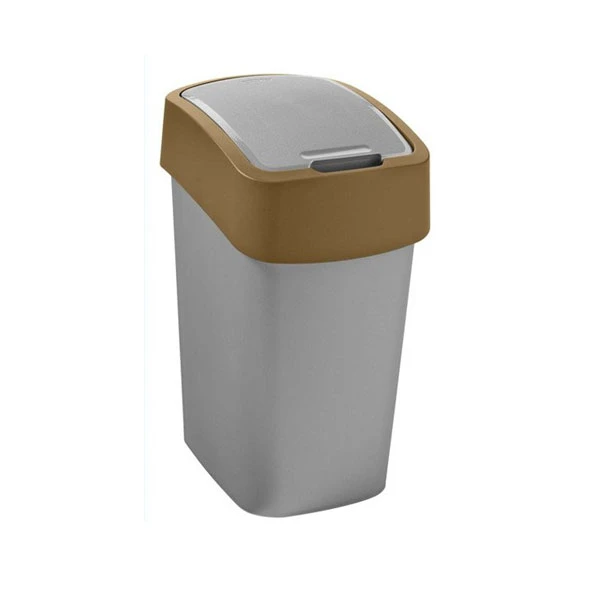KOSZ NA ŚMIECI *FLIP BIN* 10L SREBRNY/BRĄZOWY POKRYWA 235863