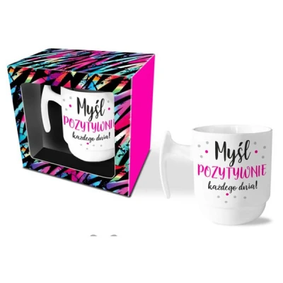 BG-KUBEK MATOWY *JOY* 310ML *MYŚL POZYTYWNIE KAŻDEGO DNIA*