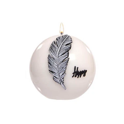 AD-ŚWIECA KULA K-4 FI100  PIÓRKO (HAPPY) LAKIER BIAŁA