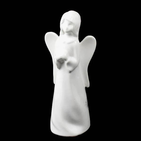 CER-ANIOŁ ŚREDNI Z SERCEM *SZKLIWO BIAŁE* C-879SZB