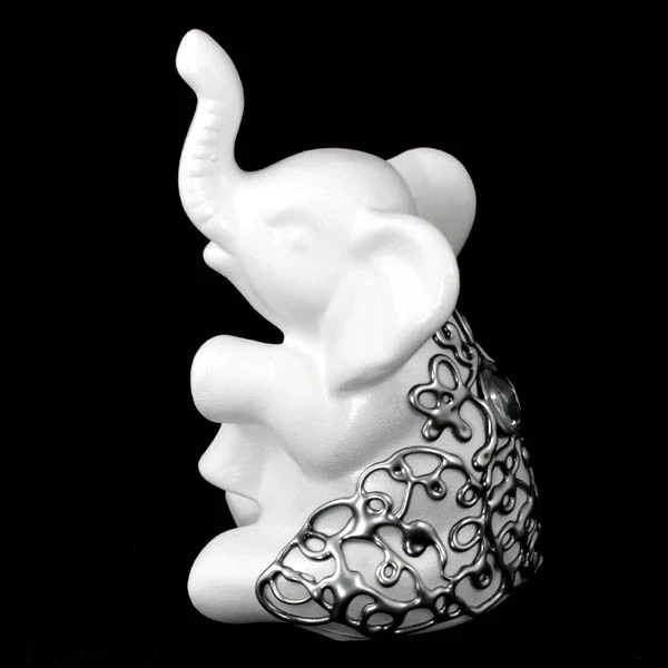 CER-SŁOŃ SIEDZĄCY OKRAKIEM MAŁY *DECOR SREBRO* C-547DS