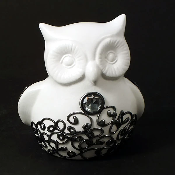 CER-SOWA SIEDZĄCA *DEKOR SREBRNY* C-492DS