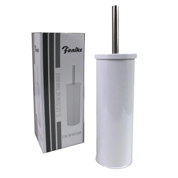 SZCZOTKA DO WC STOJĄCA Z POJEMNIKIEM TUBĄ BIAŁA AKCESORIA ŁAZIENKOWE