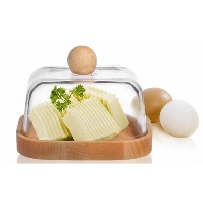 GLASMARK-POJEMNIK MAŁY DREWNO+SZKŁO 13,5CM