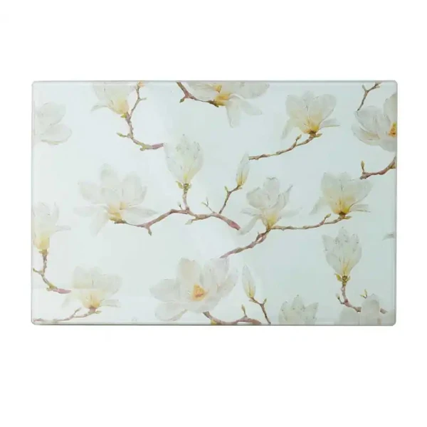 MON-DESKA SZKLANA DUŻA 30X40 KWIATY BIAŁY 1099