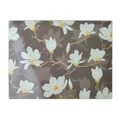 MON-DESKA SZKLANA DUŻA 30X40 KWIATY SZARY 1075