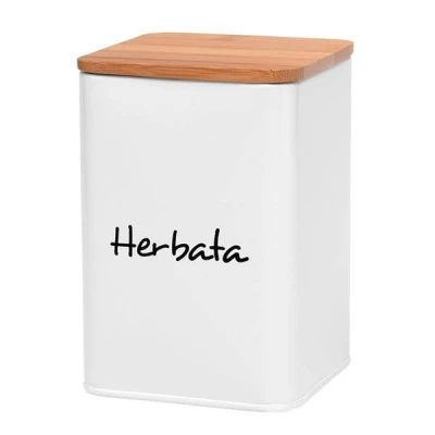 TAD-POJEMNIK NA HERBATĘ *MAESTRA BIAŁY* 9,5X9,5X13,5CM POLSKI NAPIS