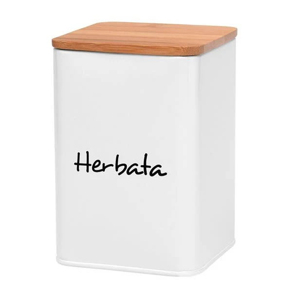 TAD-POJEMNIK NA HERBATĘ *MAESTRA BIAŁY* 9,5X9,5X13,5CM POLSKI NAPIS