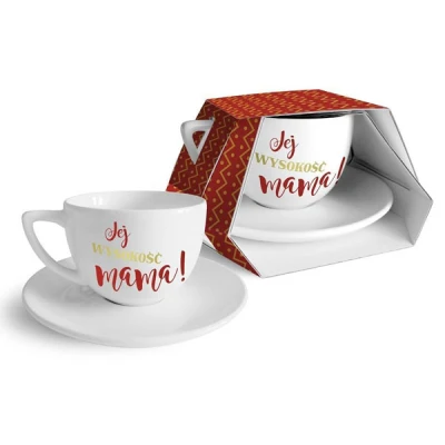 BG-FILIŻANKA ZE SPODKIEM DUO 400ML *JEJ WYSOKOŚĆ MAMA*