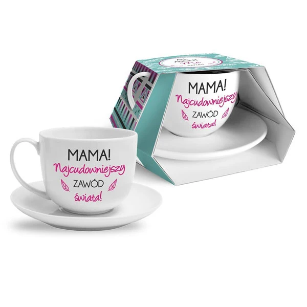 BG-FILIŻANKA ZE SPODKIEM DUO 400ML *MAMA NAJCUDOWNIEJSZY ZAWÓD ŚWIATA*