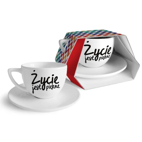 BG-FILIŻANKA ZE SPODKIEM DUO 400ML *ŻYCIE JEST PIĘKNE*