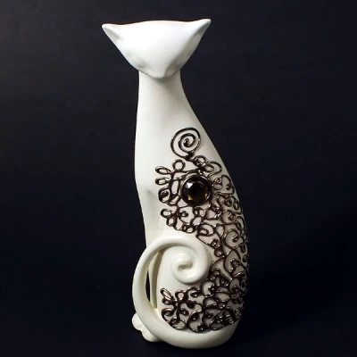 CER-KOT Z OGONKIEM MAŁY *DECOR ZŁOTY* C-396DZ