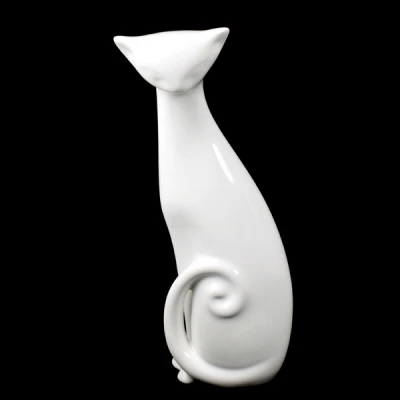 CER-KOT Z OGONKIEM MAŁY *SZKLIWO BIAŁE* C-396SZB