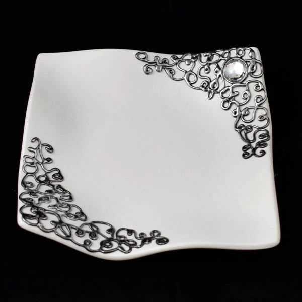 CER-PODSTAWKA FALOWANA KWADRAT *DECOR SREBRO* C-639DS