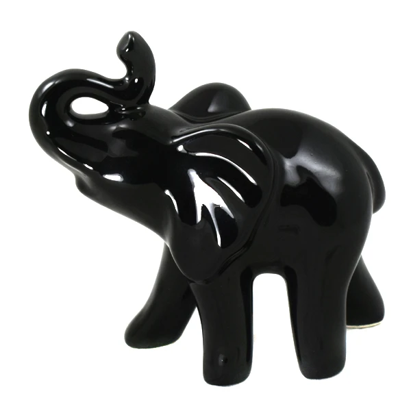 CER-SŁOŃ Z TRĄBKĄ MAŁY* DEKOR SZKLIWO CZARNE* C-940SZK