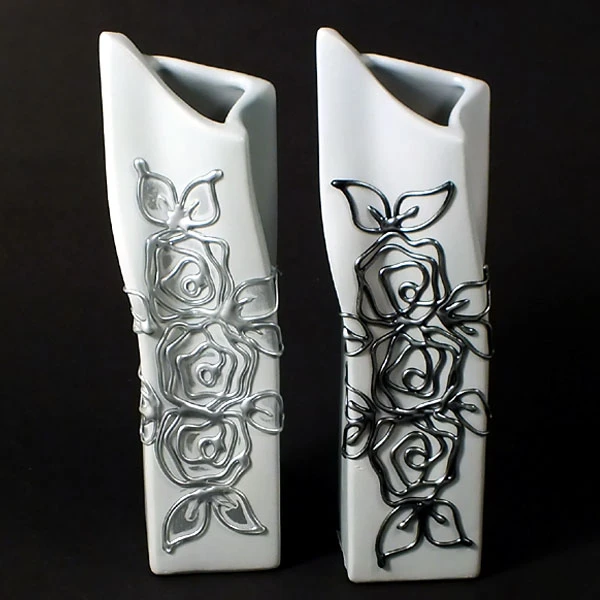 CER-WAZON KRZYWY *DECOR SZARY RÓŻA* C-418DSZ