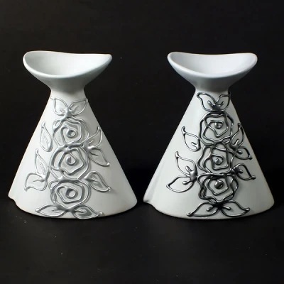 CER-WAZON SZEROKI MAŁY *DECOR SZARY RÓŻA* C-390DSZ