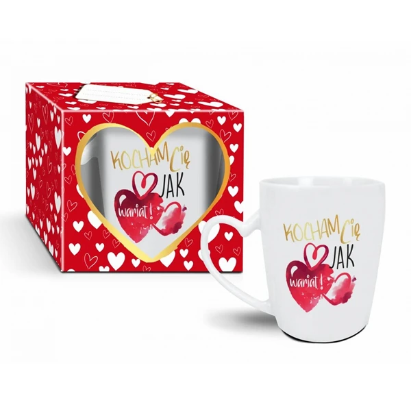 CF-KUBEK SERCE 350ML WALENTYNKI *KOCHAM CIĘ JAK WARIAT*