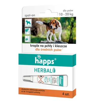 HAPPS HERBAL-KROPLE NA PCHŁY I KLESZCZE DLA DUŻYCH PSÓW 20-40KG