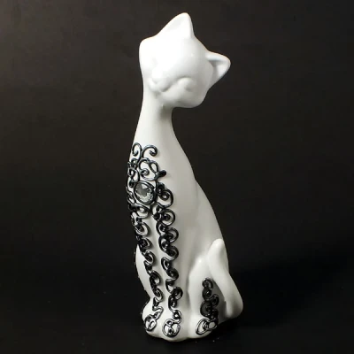 CER-KOT SMUKŁY DUŻY *DEKOR SREBRO* C-032DS