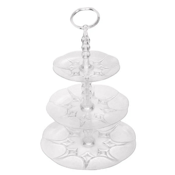 PATERA NA CIASTO TRZYPOZIOMOWA PIRAMIDA Z UCHWYTEM PRZEŹROCZYSTA