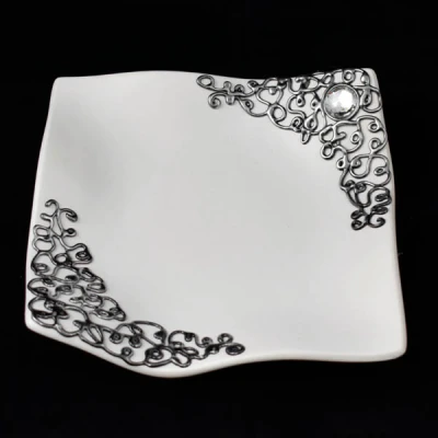 CER-PODSTAWKA FALOWANA KWADRAT *DECOR SREBRO* C-639DS