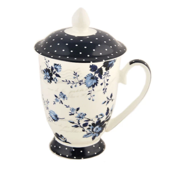 MONDEX-KUBEK Z ZAPARZACZEM *NIEBIESKIE KWIATY*300ML