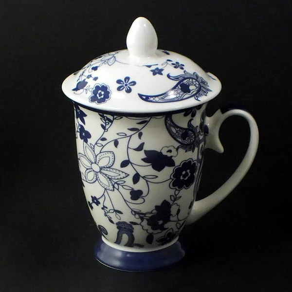 MON-KUBEK Z ZAPARZACZEM *GRANATOWE KWIATY* 300ML 8198