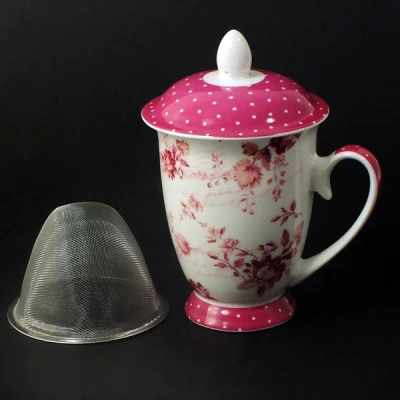 MON-KUBEK Z ZAPARZACZEM *RÓŻA* 300ML 8478