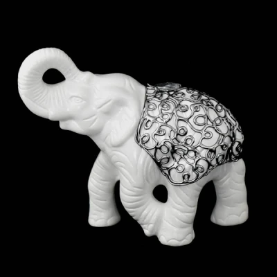 CERKAM-SŁOŃ BIEGNĄCY DUŻY *DECOR SREBRO* C-148DS