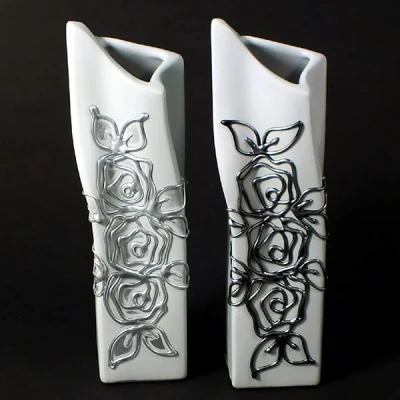 CER-WAZON KRZYWY *DECOR SZARY RÓŻA* C-418DSZ