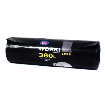 LUX-WORKI NA SMIECI 360L LDPE Z TAŚMĄ A'10 CZARNE