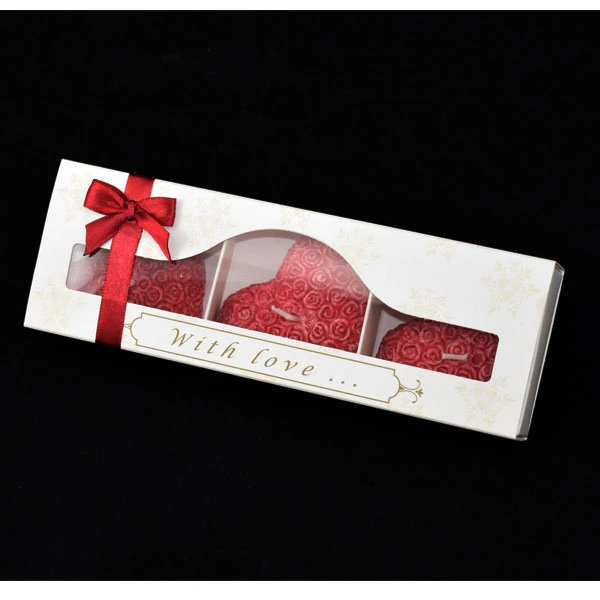 ADPAL-3 ŚWIECE SERCE MAŁE W RÓŻYCZKI STEARYNOWE AROMAT CZERWONA