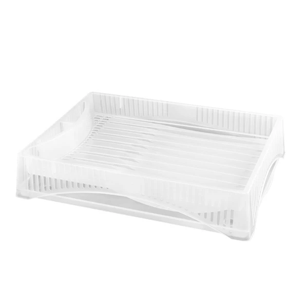 SUSZARKA DO NACZYŃ OCIEKACZ SZARY STOJĄCA 30x40x8 cm DUŻA Z TACKĄ OSUSZACZ