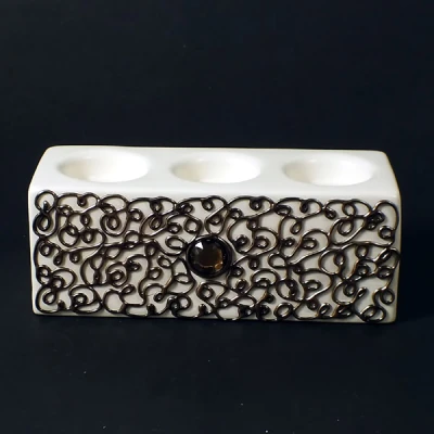 CER-ŚWIECZNIK KOSTKA NISKA III *DECOR ZŁOTY* C-292DZ