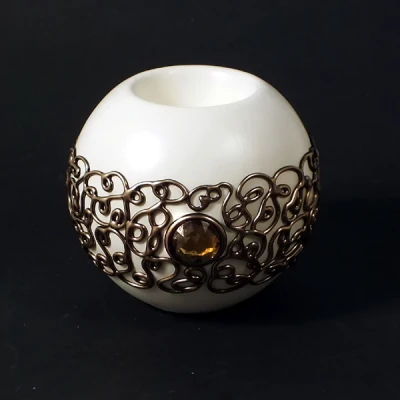 CER-ŚWIECZNIK KULA ŚREDNIA *DECOR ZŁOTY* C-172DZ