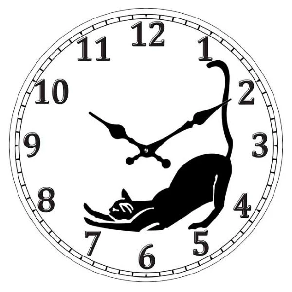 MONDEX-ZEGAR SZKLANY OKRĄGŁY *CZARNY KOT* 13SV098-4