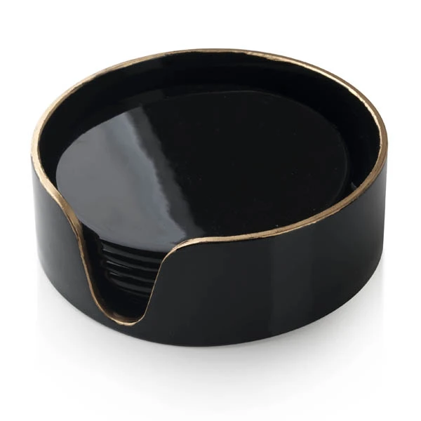 MON-KPL.6 PODSTAWEK POD KUBKI CZARNO-ZŁOTE 5869