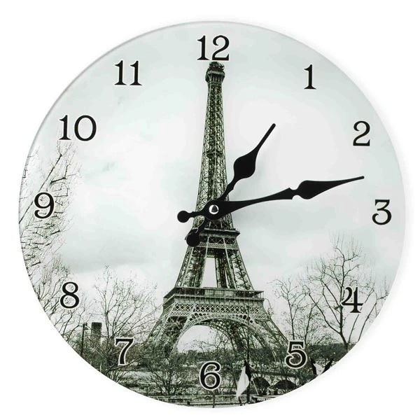 MON-ZEGAR SZKLANY OKRĄGŁY *WIEŻA EIFLA* 5323