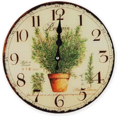 MONDEX-ZEGAR SZKLANY OKRĄGŁY *ZIOŁA* 12SV307