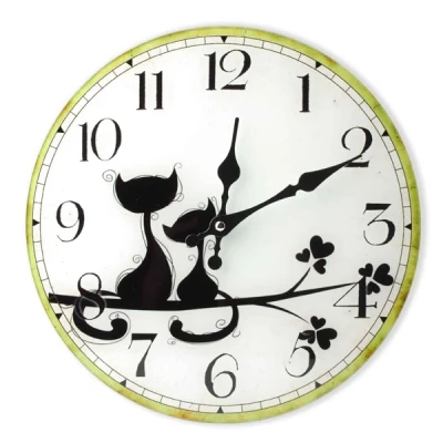 MON-ZEGAR SZKLANY OKRĄGŁY *KOTY CZARNE* 5422