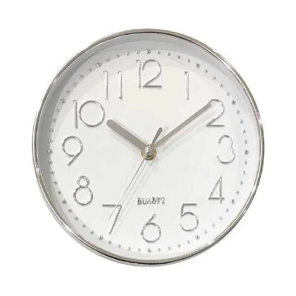 AS-ZEGAR ŚCIENNY 20CM BIAŁA TARCZA/SREBNY