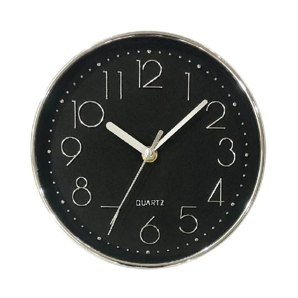 AS-ZEGAR ŚCIENNY 20CM CZARNA TARCZA/SREBRNY