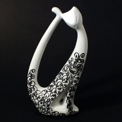 CER-KOT MODERN-DŁUGI OGON *DEKOR SREBRO* C-339DS