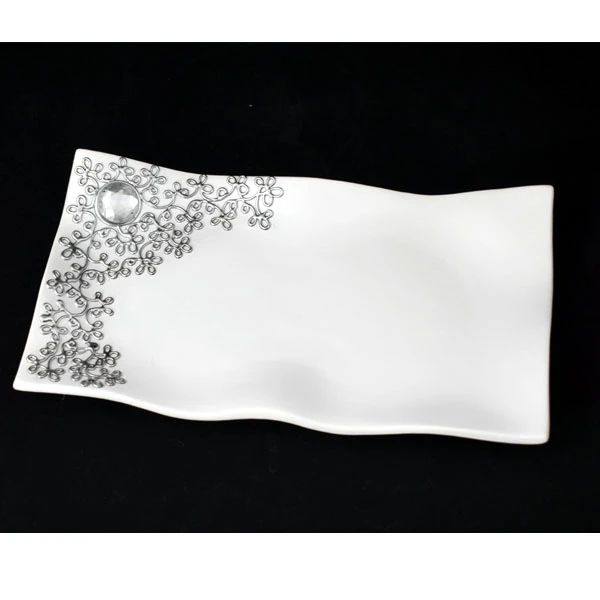 CER-PODSTAWKA FALOWANA PROSTOKĄT DECOR SREBRO C-635DS