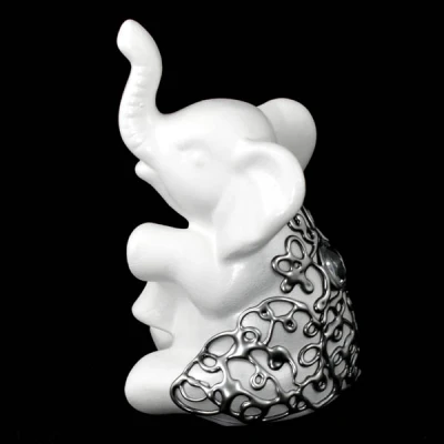 CER-SŁOŃ SIEDZĄCY OKRAKIEM DUŻY *DECOR SREBRO* C-698DS